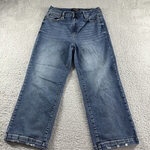 Judy Blue Wide Leg Cropped Jeans Womens‎ 11/30 Dolly High Rise Classic Blue